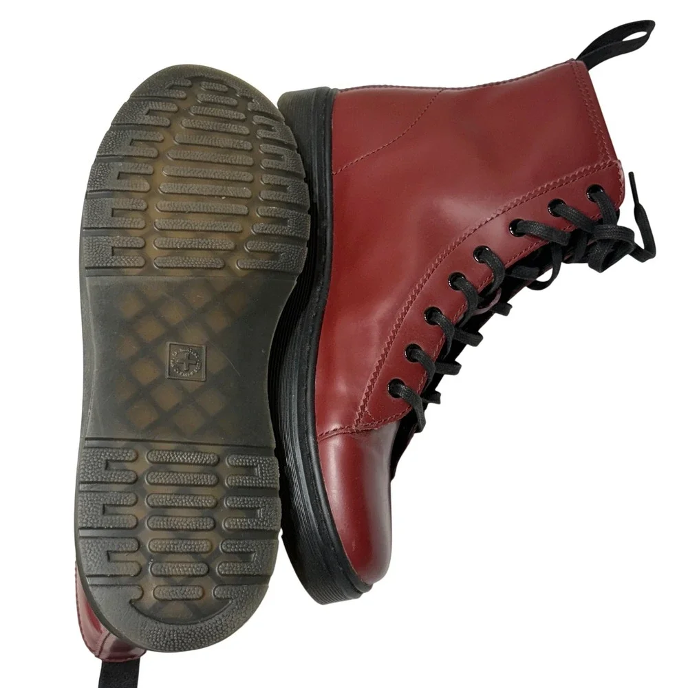 Dr. Martens Mayer Boots Mens 11 Cherry Red Lace Up Lightweight AW004 SK 11 N
